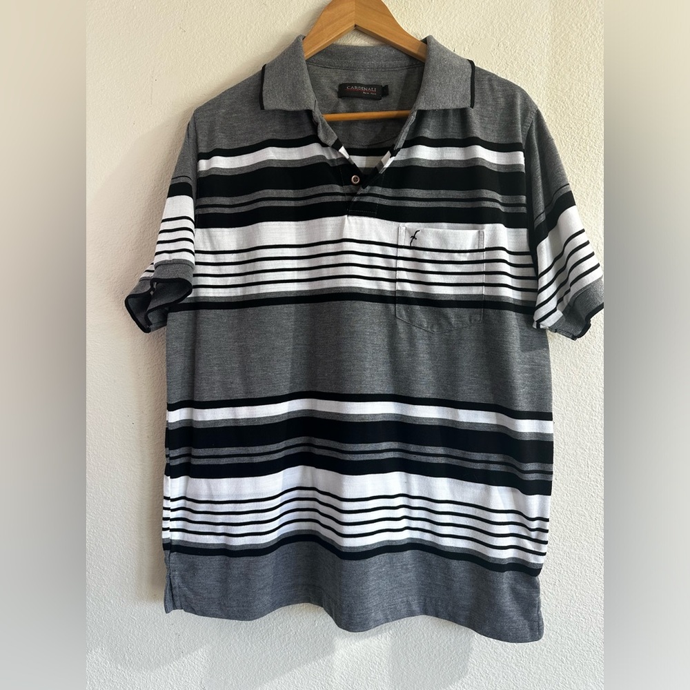 CARDINALI POLO SHIRT STRIPED GRAY AND BLACK SIZE LARGE